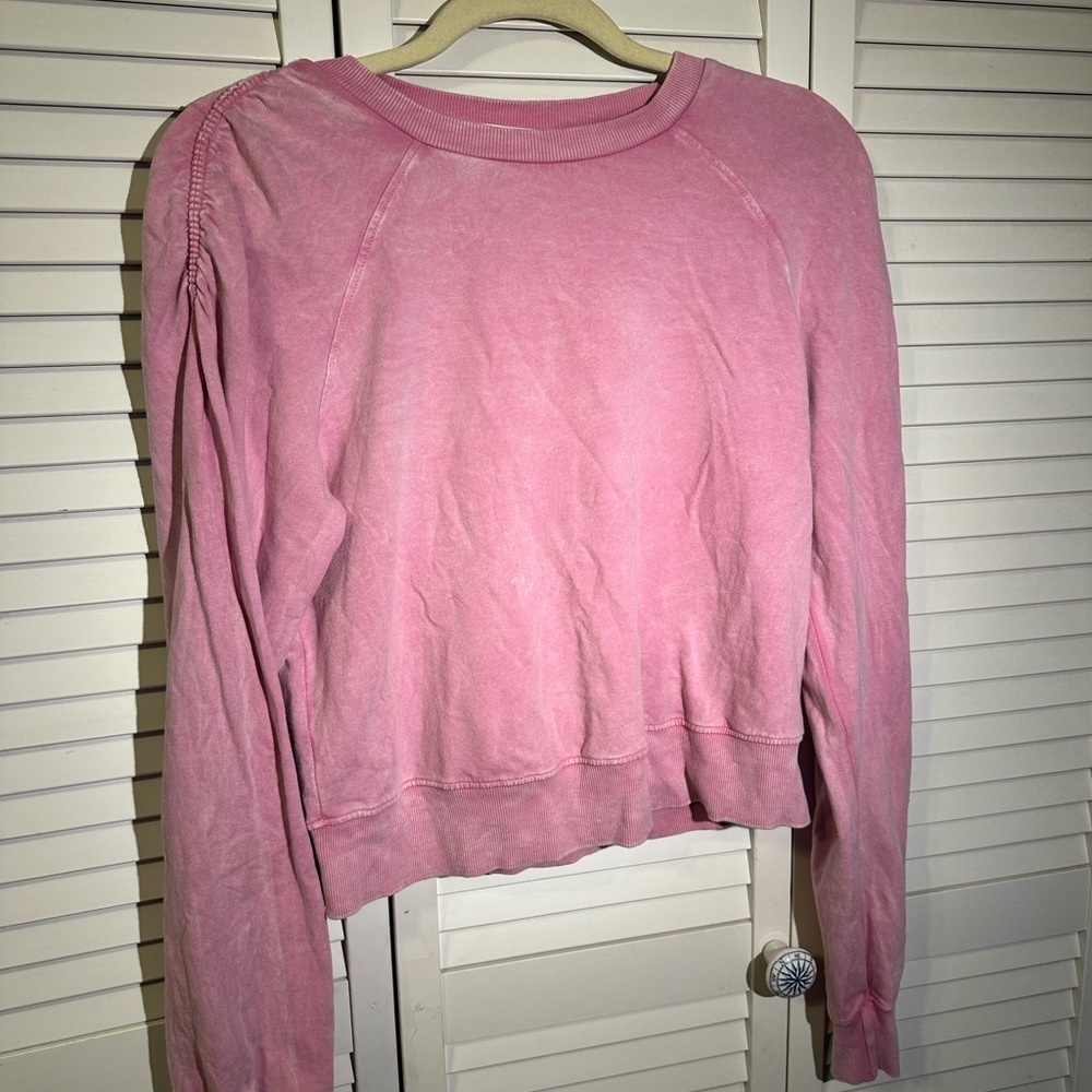 Anthropologie Pink Women's Top with ruched shoulders Sweatshirt